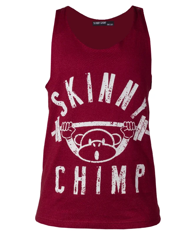 Classic Raw Cut Unisex Gym Vest - Deep Red