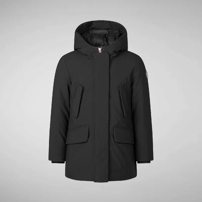 Girls' hooded parka Ally in black