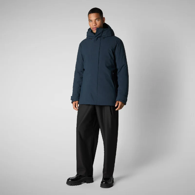 Man's hooded parka Wilder in blue black