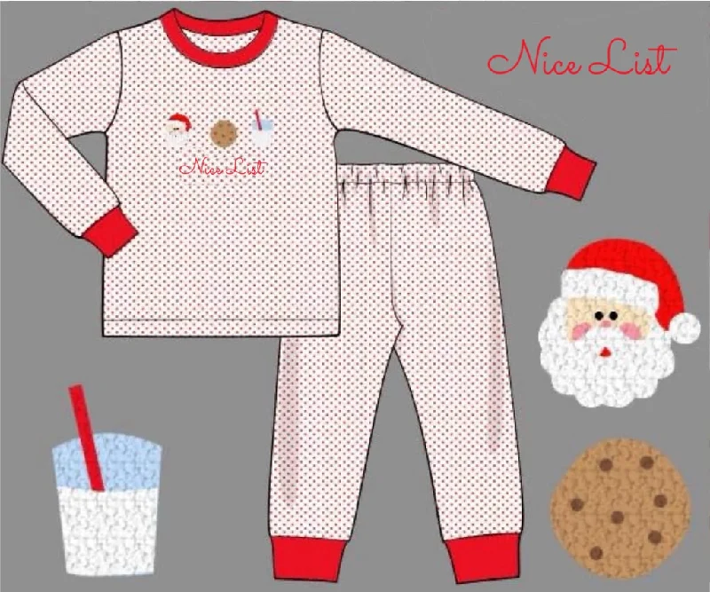 RTS: Christmas Eve- Boys 2pc Knit Lounge Set “Nice List”